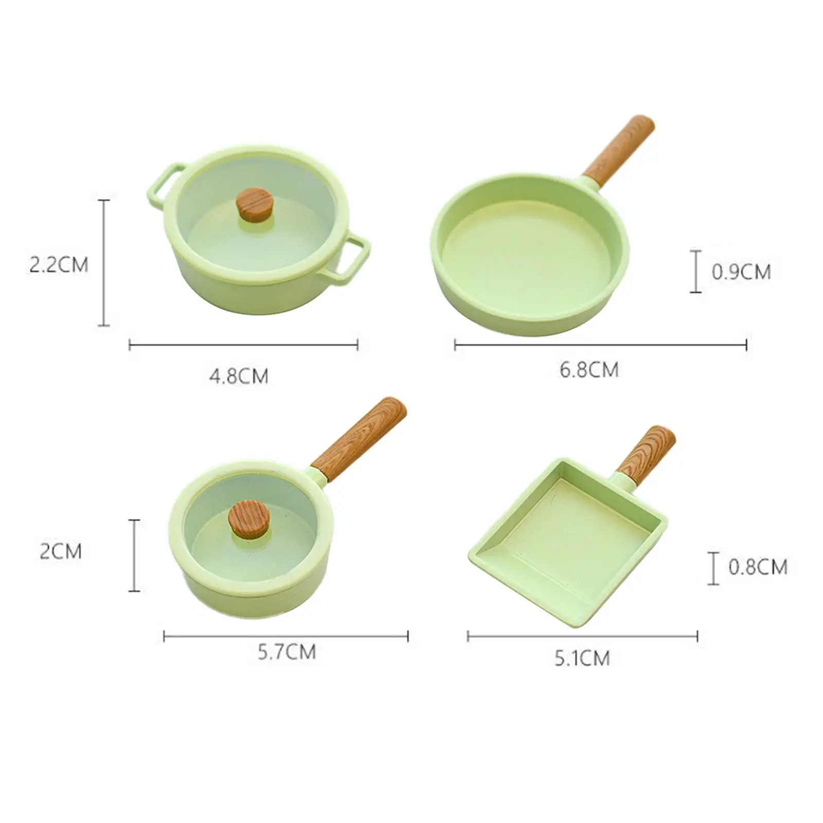 4x 1/6 Dollhouse Cooking Pot Playset Pretend Play Mini Cookware Model for Dining Room Dollhouse Kitchen BJD Dolls Cafe Bar