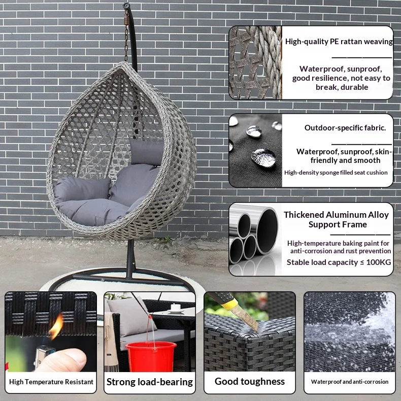 &* Outdoor Hanging Basket Chair Single Cradle Swing Garden Courtyard Balcony Indoor Bird's Nest Bamboo Modern Simplicity Cushion