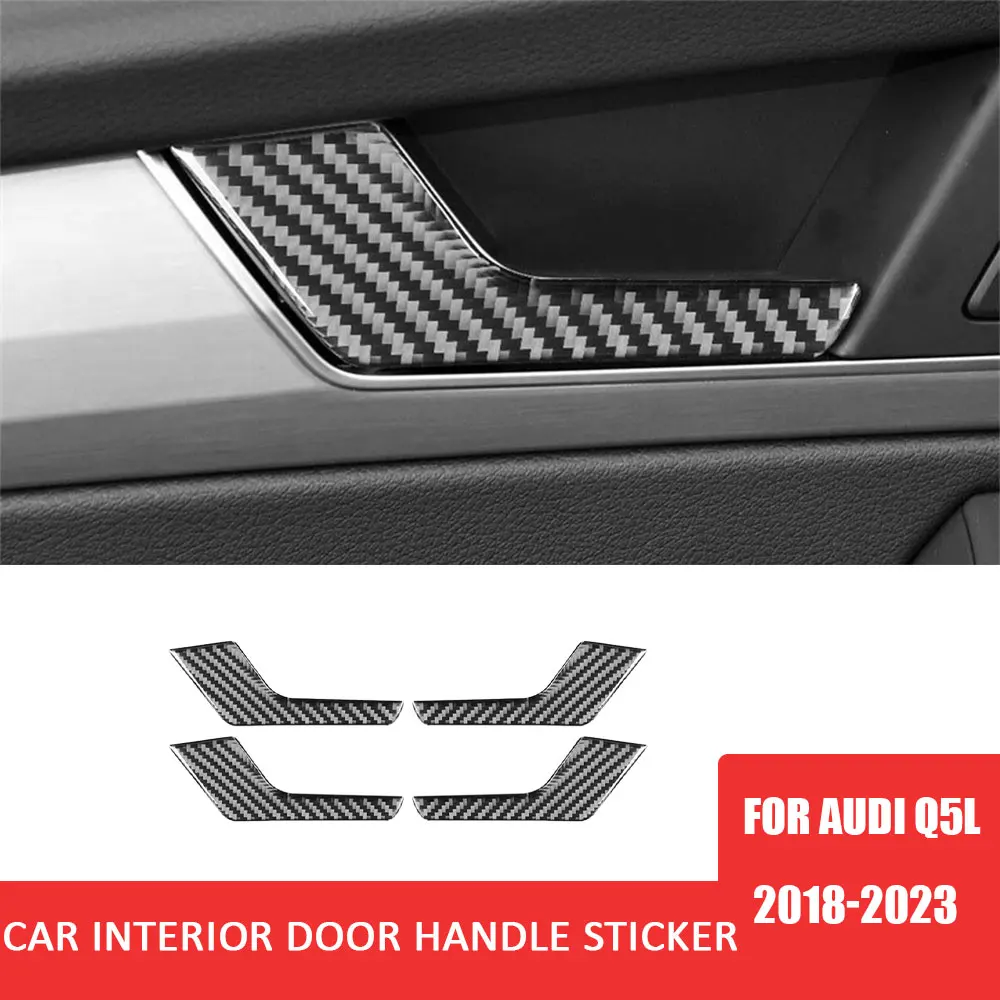 

4pcs Car Interior Door Handle Trim Sticker Carbon Fiber for Audi Q5L 2018-2023 Decoration Cover Auto Interior Accessories