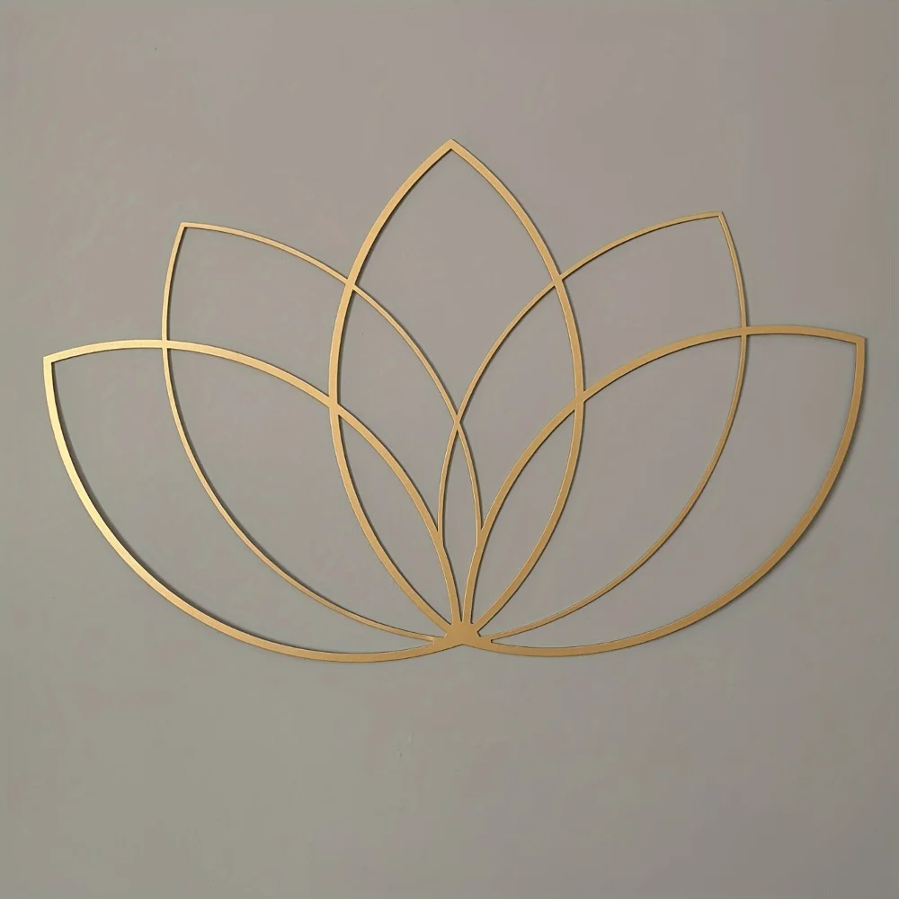 1 x atemberaubende goldene Lotus-Wandskulptur aus Metall |   Halloween- und Weihnachtsgeschenk, Yoga-Lehrer-Pick, moderne Wohnzimmer-/Schlafzimmerdekoration