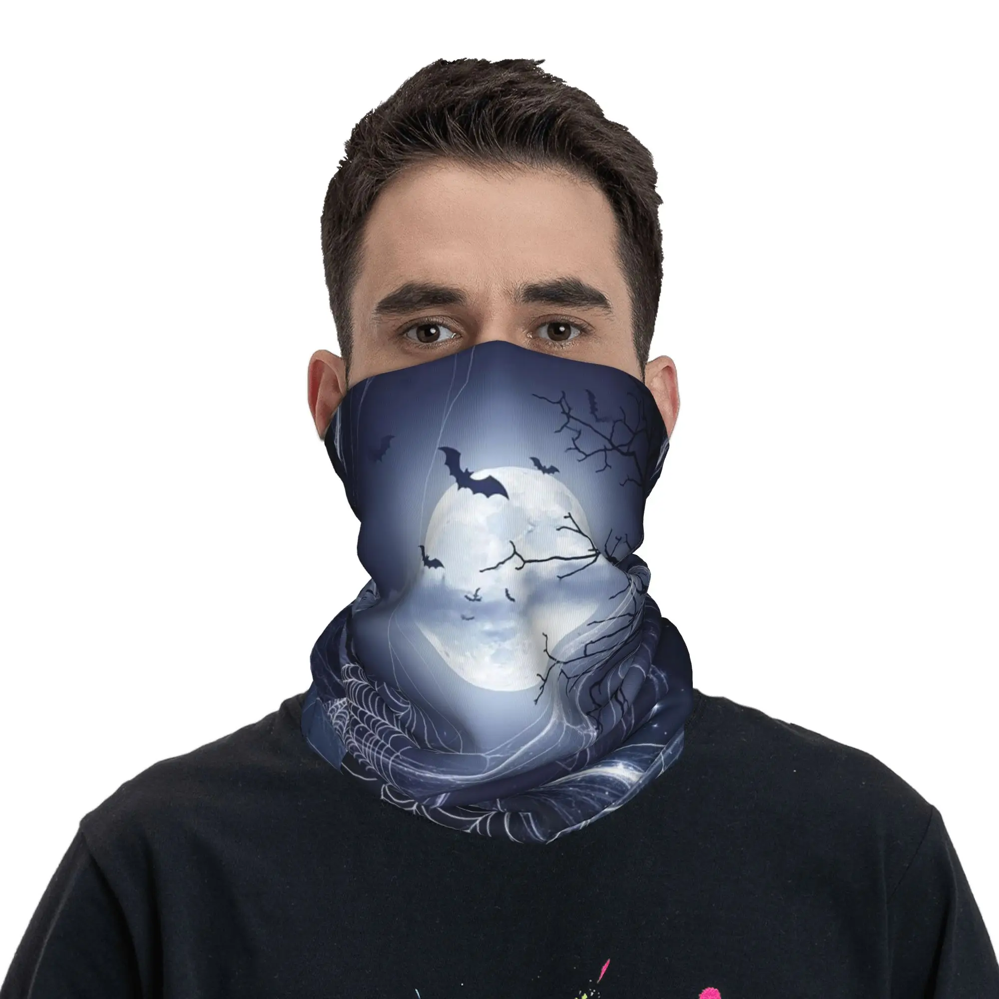 Bat Spider Web Witch Halloween Theme Bandana Neck Cover Printed Mask Scarf Warm Cycling Scarf Hiking Fishing Unisex Adult