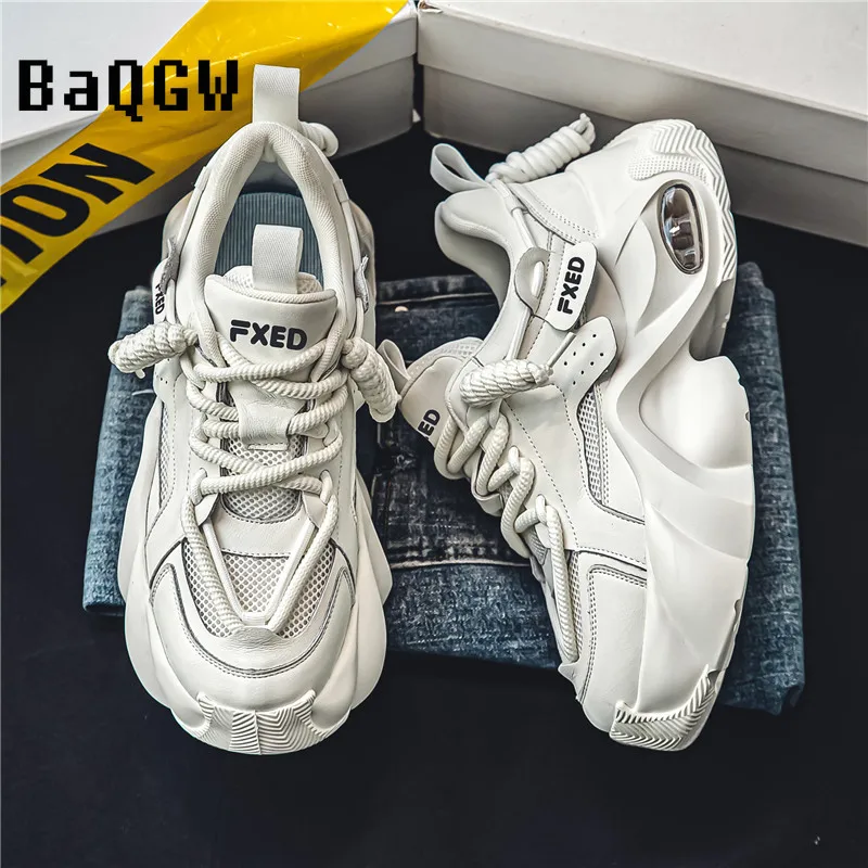 Men\'s Thick Bottom Casual Designer Chunky Sneakers High Top Trainers Men Fashion Platform Shoes Breathable Outdoor Sneakers