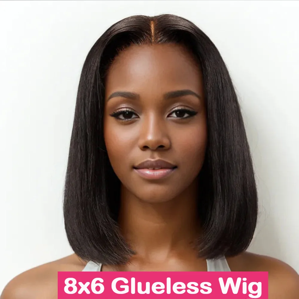 Wear And Go Glueless Wigs Brazilian Striaght 8x6 6x4 HD Lace Glueless Human Hair Wig Ready To Wear Pre Plucked Ready To Go