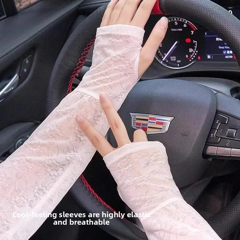 أغطية أكمام فضفاضة خفيفة الوزن قابلة للتنفس للصيف للحماية من الأشعة فوق البنفسجية لركوب الدراجات في الهواء الطلق من الحرير الجليدي والدانتيل الواقي من الشمس للرجال والنساء #5