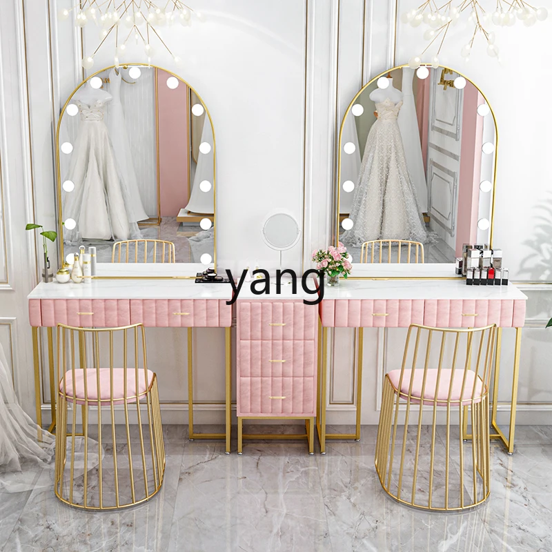 LMM wedding dress shop with marble makeup table professional makeup artist dresser