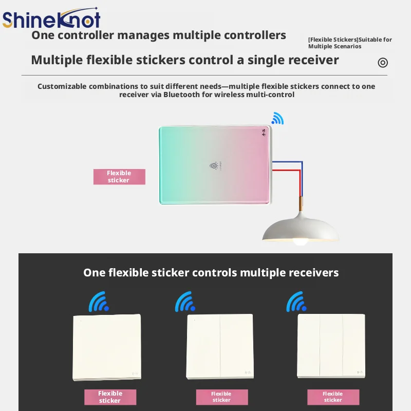 Shineknot Randomly Paste Intelligent Switches Multi Control Lights Remote Control Without Wiring Controller, Electric Control Do