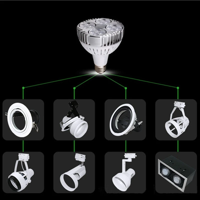 Bombilla LED PAR30 de 35W/45W E27, Súper Brillante, Ahorro de Energía, 220V, Foco, Luz Diurna, Proyector, Iluminación