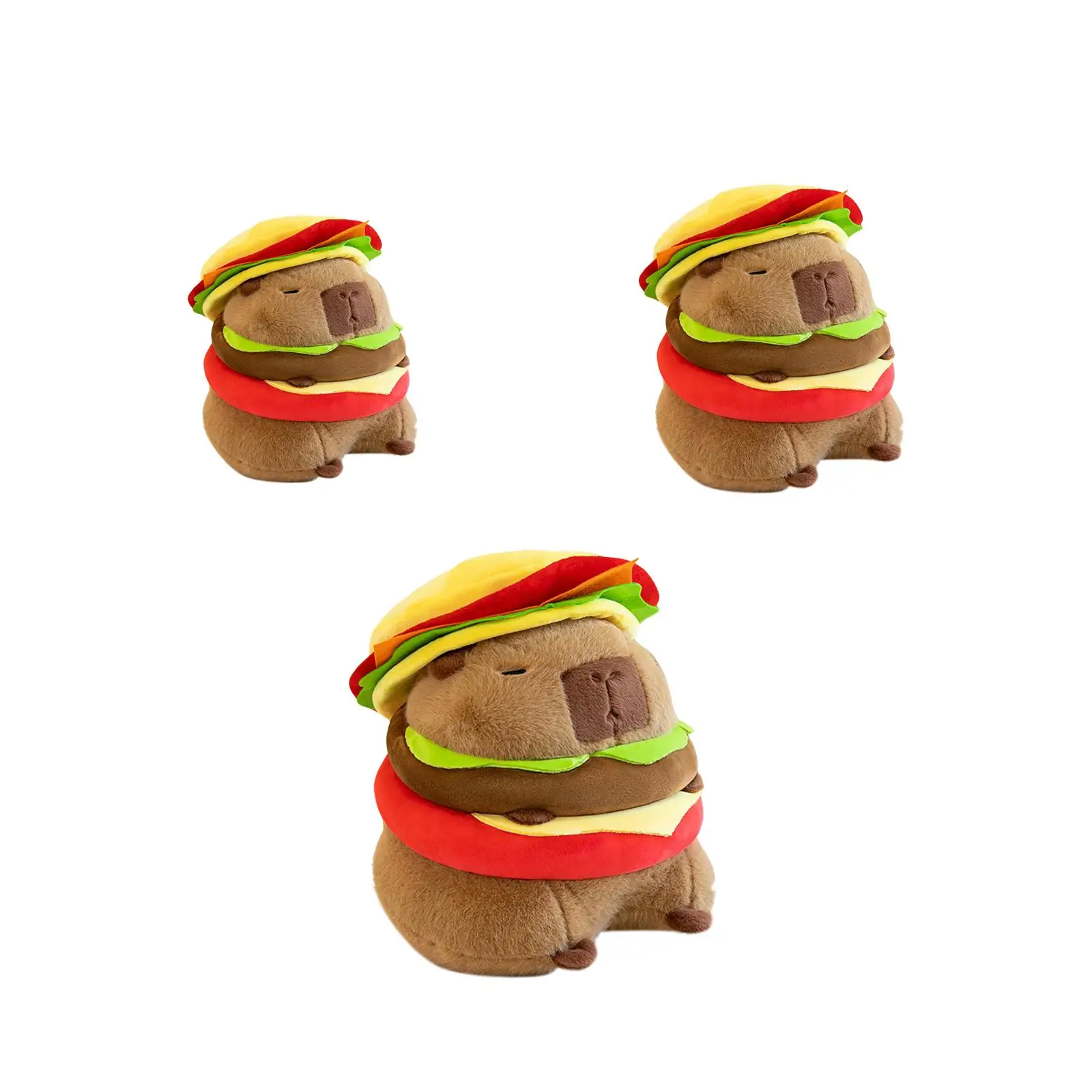 Hamburger Capybara Plush Toy Plush Capybara Doll for Teens Family Holiday Gift