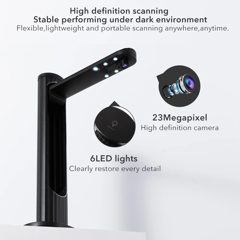 23Mp High Speed Automatic Book Scanner Portable Document Scanner A3 Document A4 OCR Function Support Dual System factory