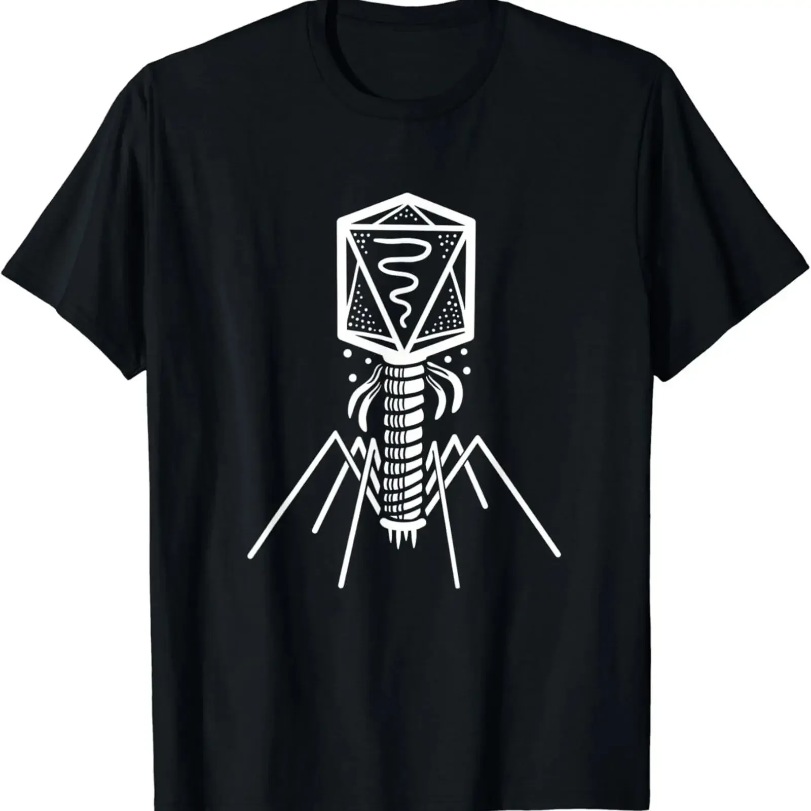 T-shirt vintage pour homme, style streetwear, avec motifs de biologie, microbiologie, génétique, bactériophages, idéal pour un usage quotidien.