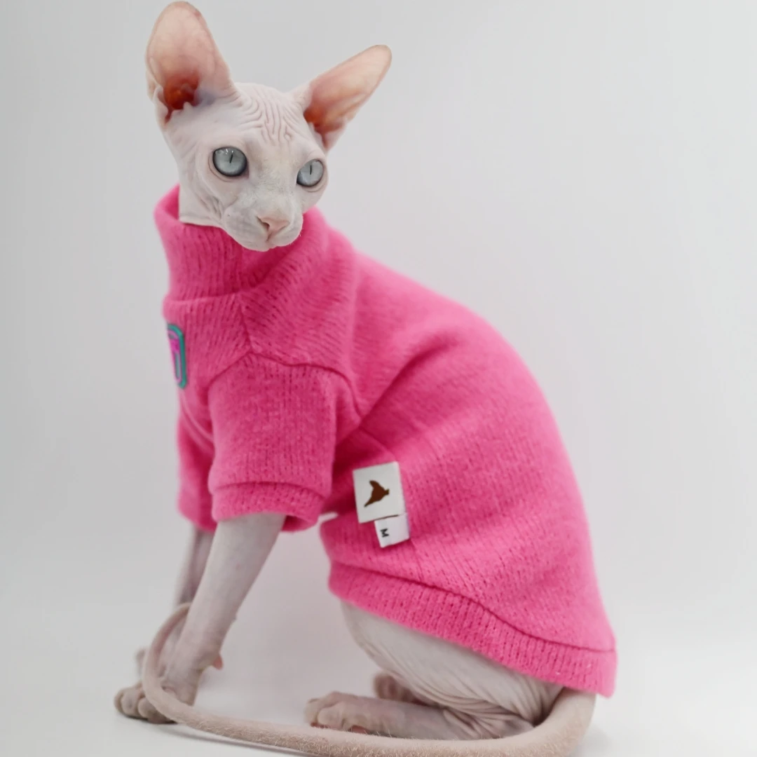 DUOMASUMI Devon Sweater Sphynx Cat Clothes Fashion Kitty Soft and Comfort Winter Hairless Cat Clothes
