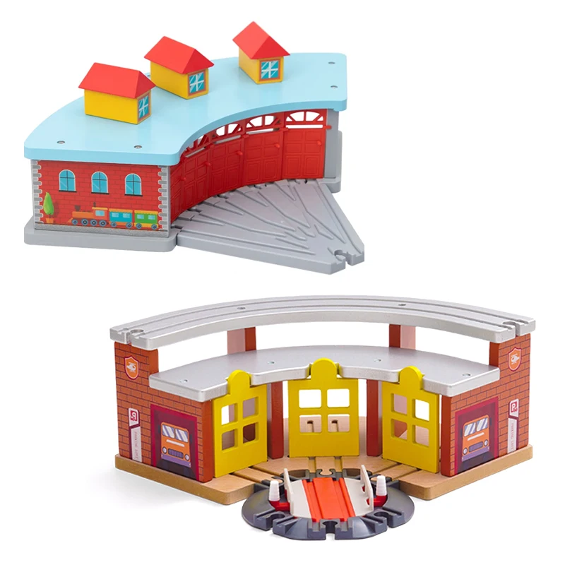 Track Accessories Blue Train Garage Train Toy Track Game Scene Compatible with Child Educational Toys Wood Tracks Kits Gift PD83