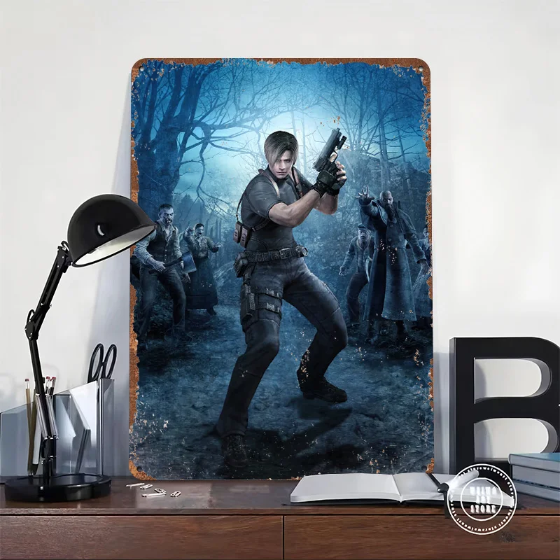Leon S. Kennedy Tin Poster Customized Wall Art Retro Vintage Metal Signs for Fans Room Decoration Home Decor Items Wand Deko