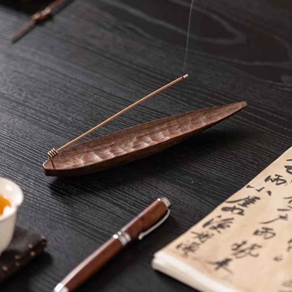 

Деревянная подставка для благовоний в виде лодки, ретро-дизайн, бамбуковый плот, резная подставка для благовоний, ручная работа, портативная подставка-горелка, пепельница, украшение для дома