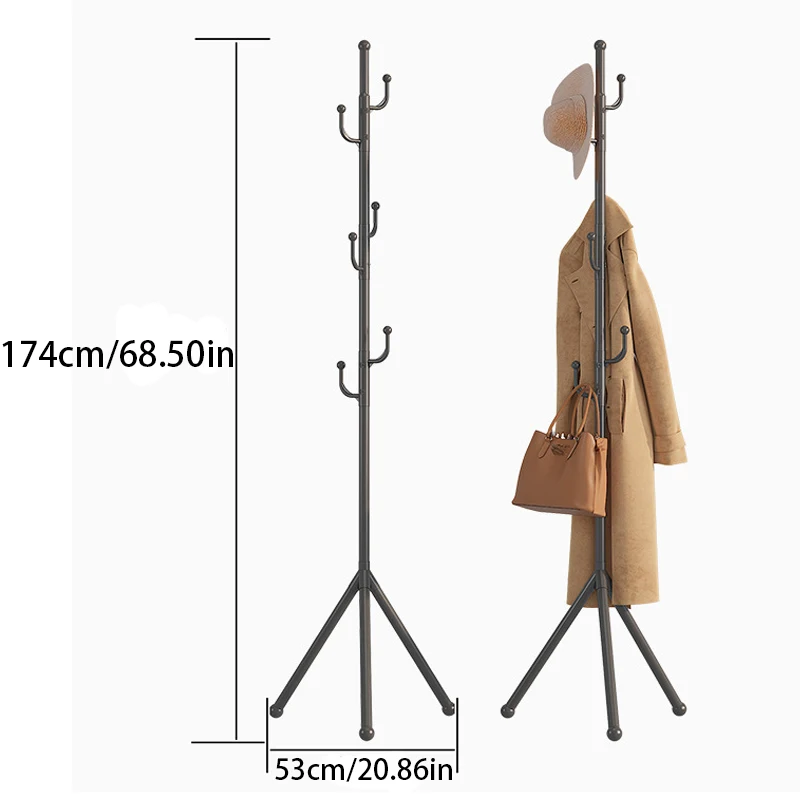 Easy To Assemble Metal Floor Standing Clothes Rack, Office Forged Iron Hanger, Bedroom Vertical Hanger, Creative Clothes Rack