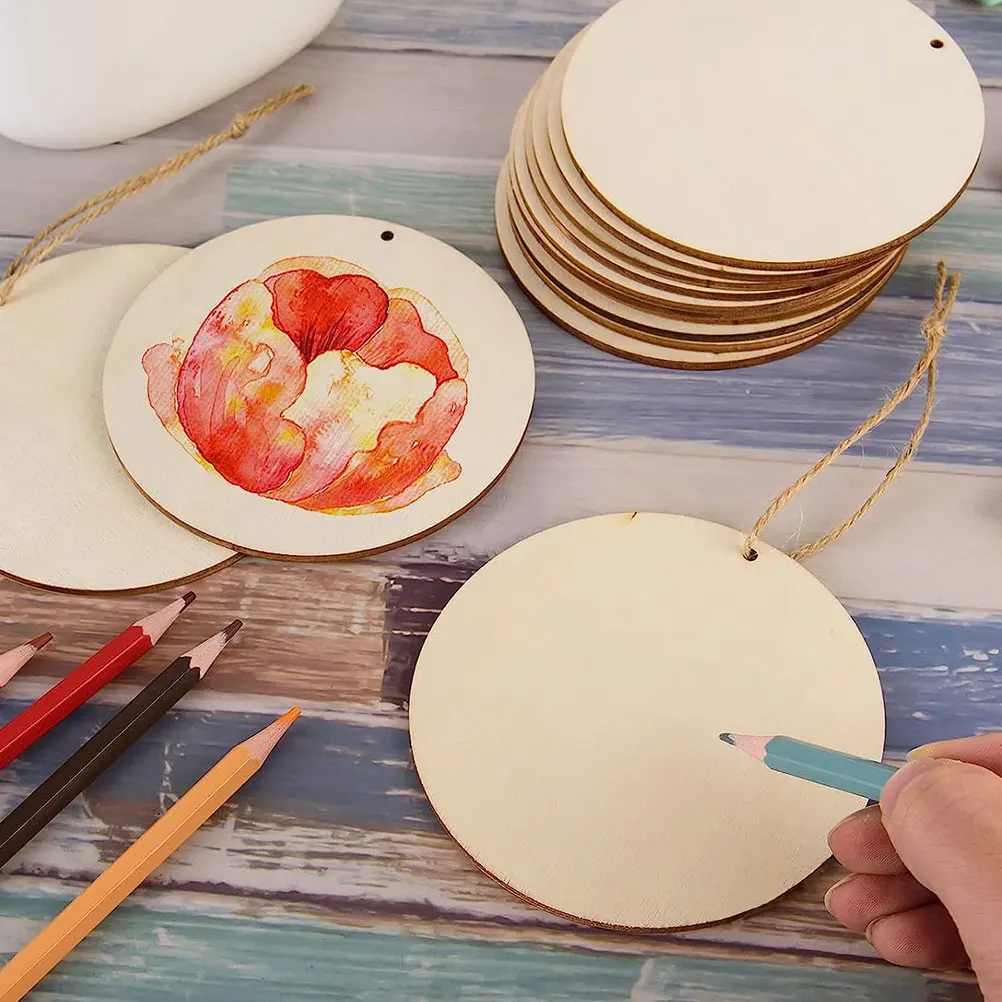 

Wooden Label Log Slices Round Cut Ornament Cutouts Chip For Diy Craft Party Paper