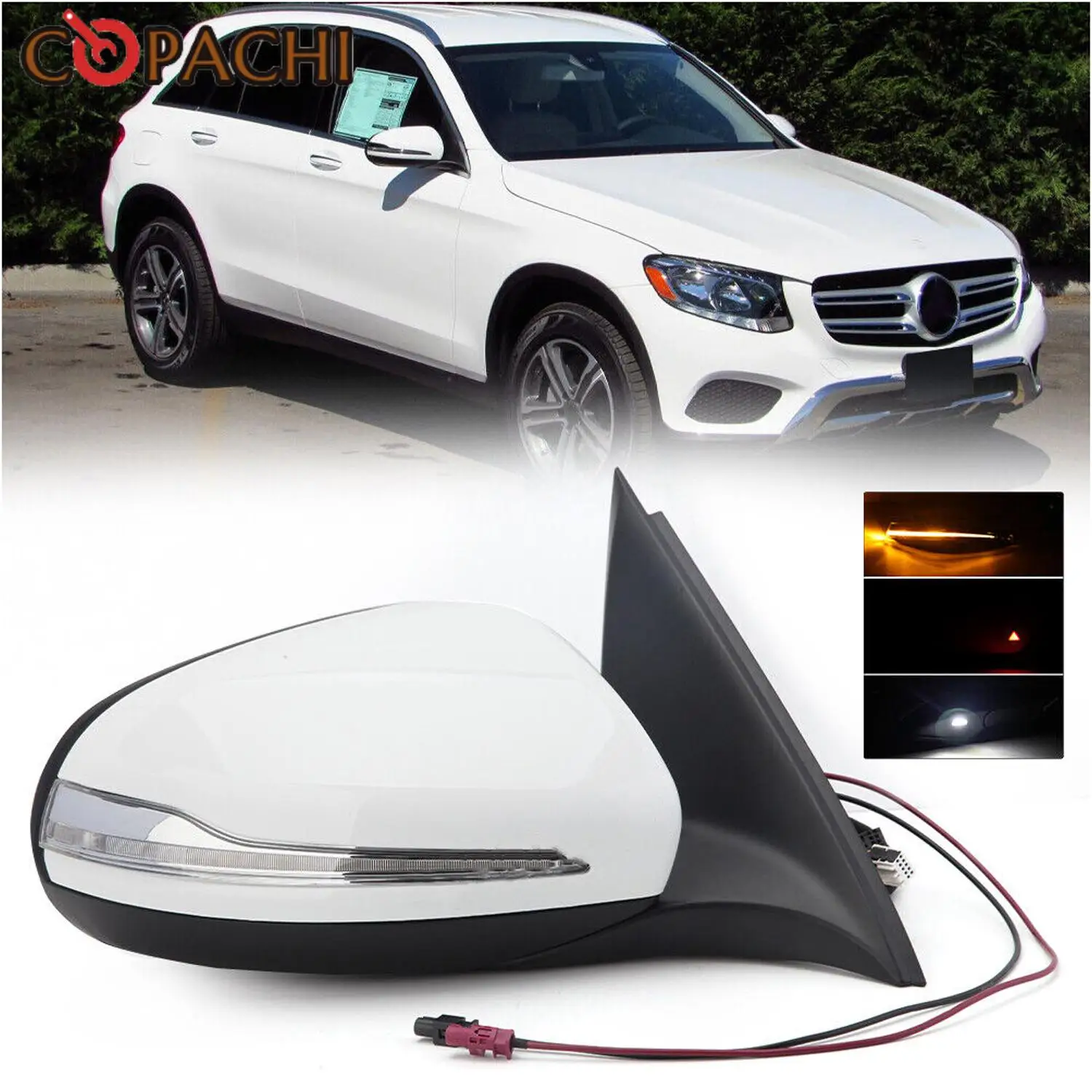 1Pc Blind Spot Passenger RH Side Mirror White For Mercedes Benz X253 Class GLC300/350 2538103500