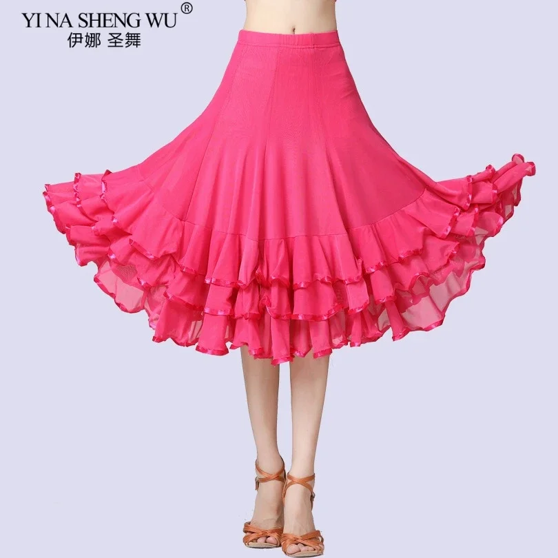 Neue Frauen Modern Dance Kostüm Flamenco Walzer Ballsaal Tanz Rock Klassische Wettbewerb Layered Big Swing Spanische Röcke
