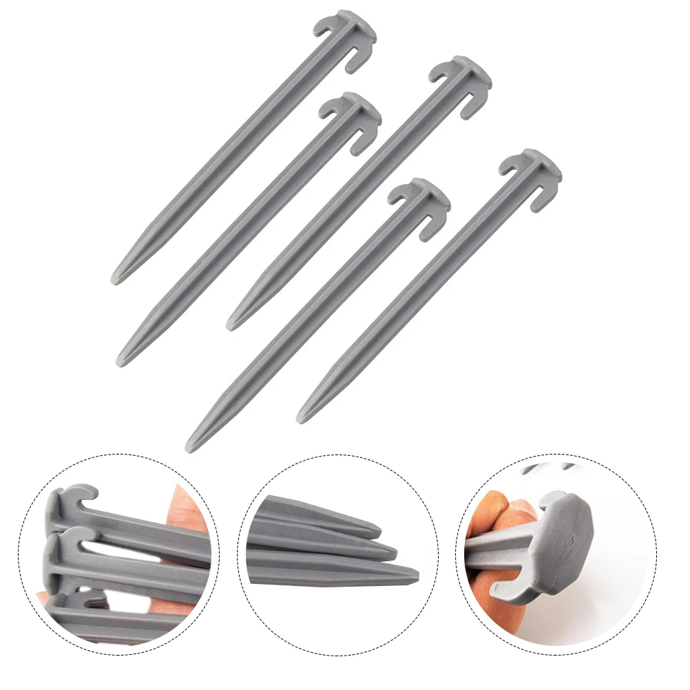 

5 Pcs Tent Pegs Windproof Nails Plastic Camping Stakes Ground Non-rust Grassland