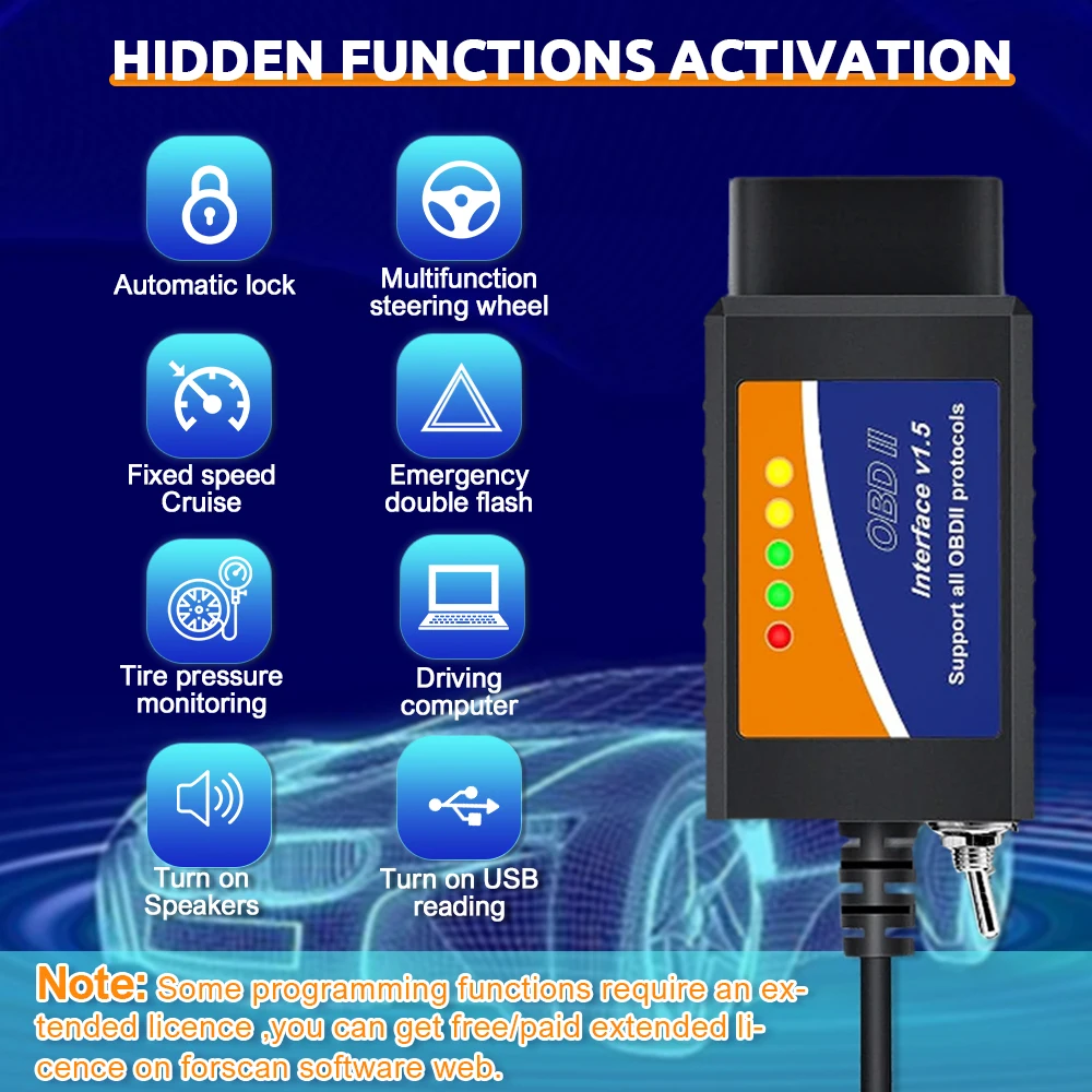 ELM327 USB V1.5 لفورد فورسكان Obd2 أداة تشخيص السيارة مع HS-CAN MS-CAN التبديل CH340 PIC18F25K80 قارئ رمز البرمجة