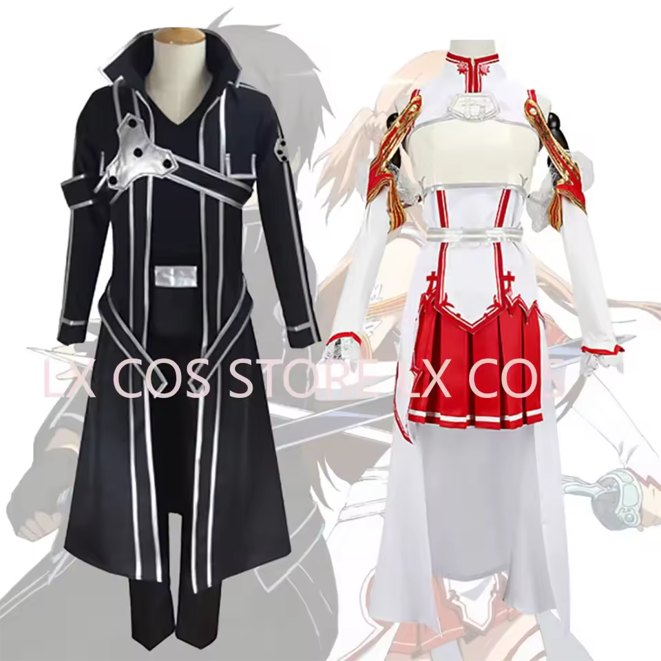Anime Sword Art Online Cosplay Costume Asuna Yuuki Kirito Full Set Halloween Costumes For Women Men Anime Clothes Wig - AliExpress 200000532