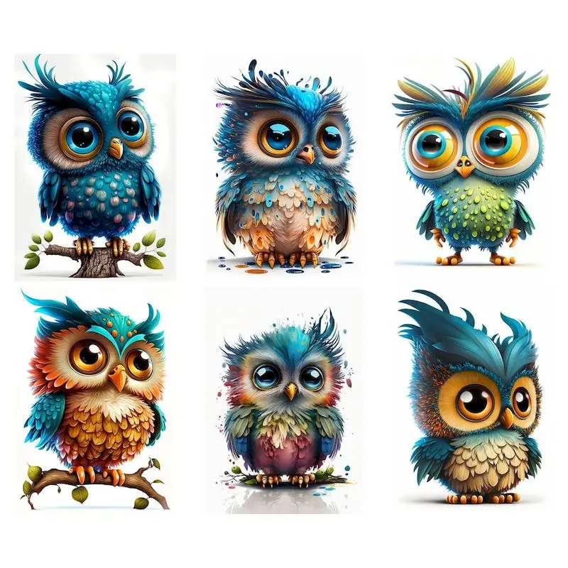 

GATYZTORY Paint By Number Big Eyed Owl Handpainted Painting Art Gift Pictures By Numbers Animal Drawing On Canvas Kits Home Deco