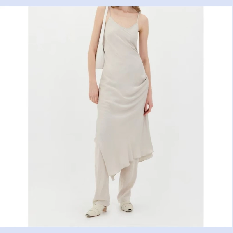 

24 year spring/summer new Korean version casual, simple, high-end, side slit sleeveless camisole dress