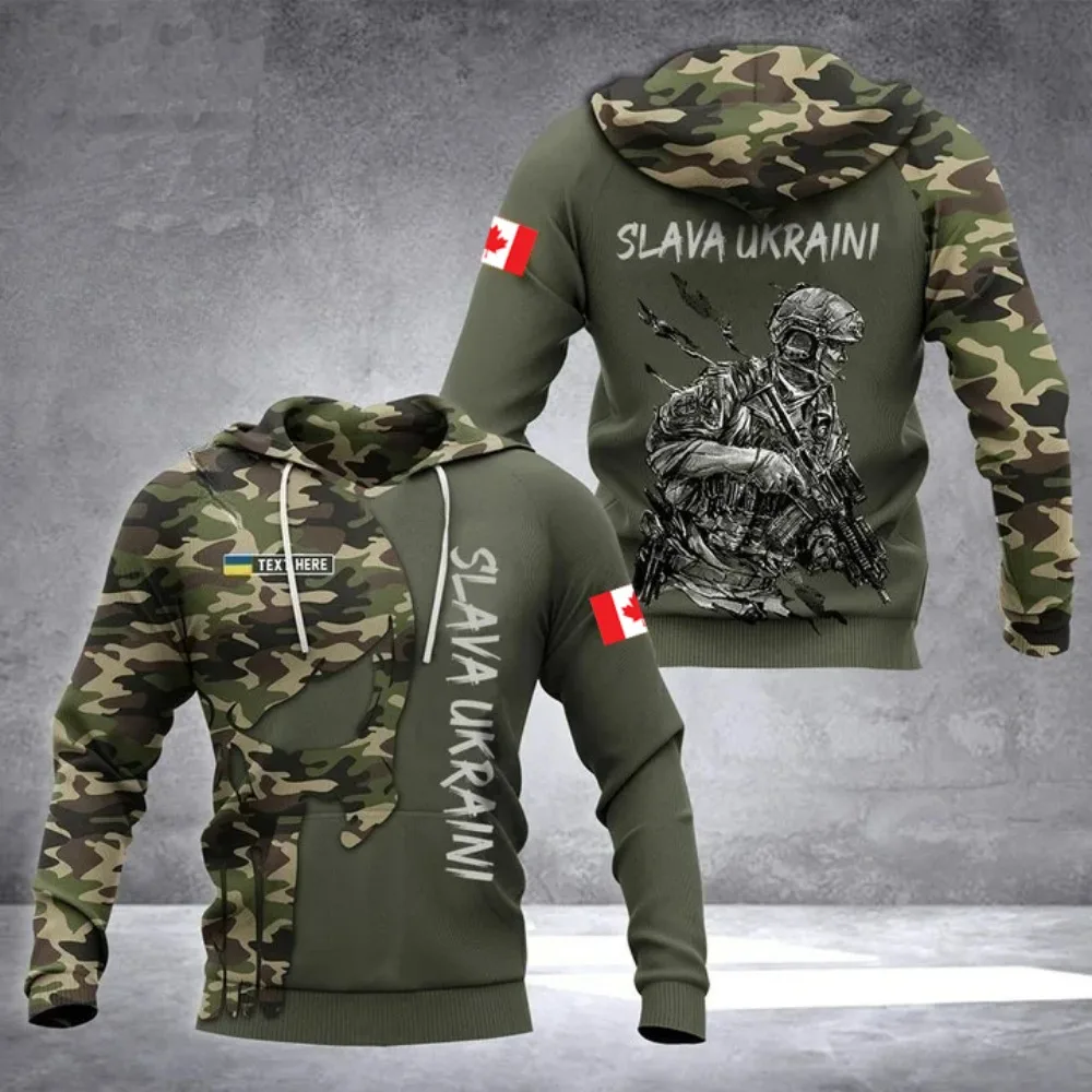 جديد الشعار الوطني الأوكراني كندا العلم كامو أغطية رأس مطبوعة ثلاثية الأبعاد الرجال النساء بلوزة كاجوال العسكرية مقنعين البلوز الملابس #1