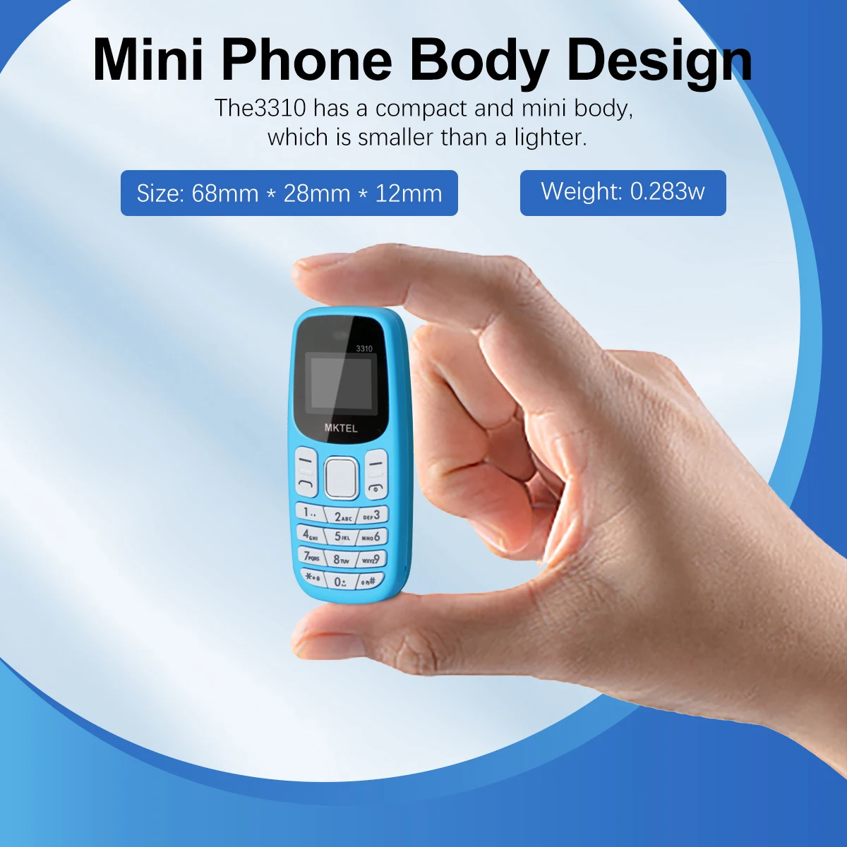 MKTEL 3310 Mini Feature Phone with Earhook Dual SIM Dual Standby MP3/MP4/FM Radio/Bluetooth/GPRS