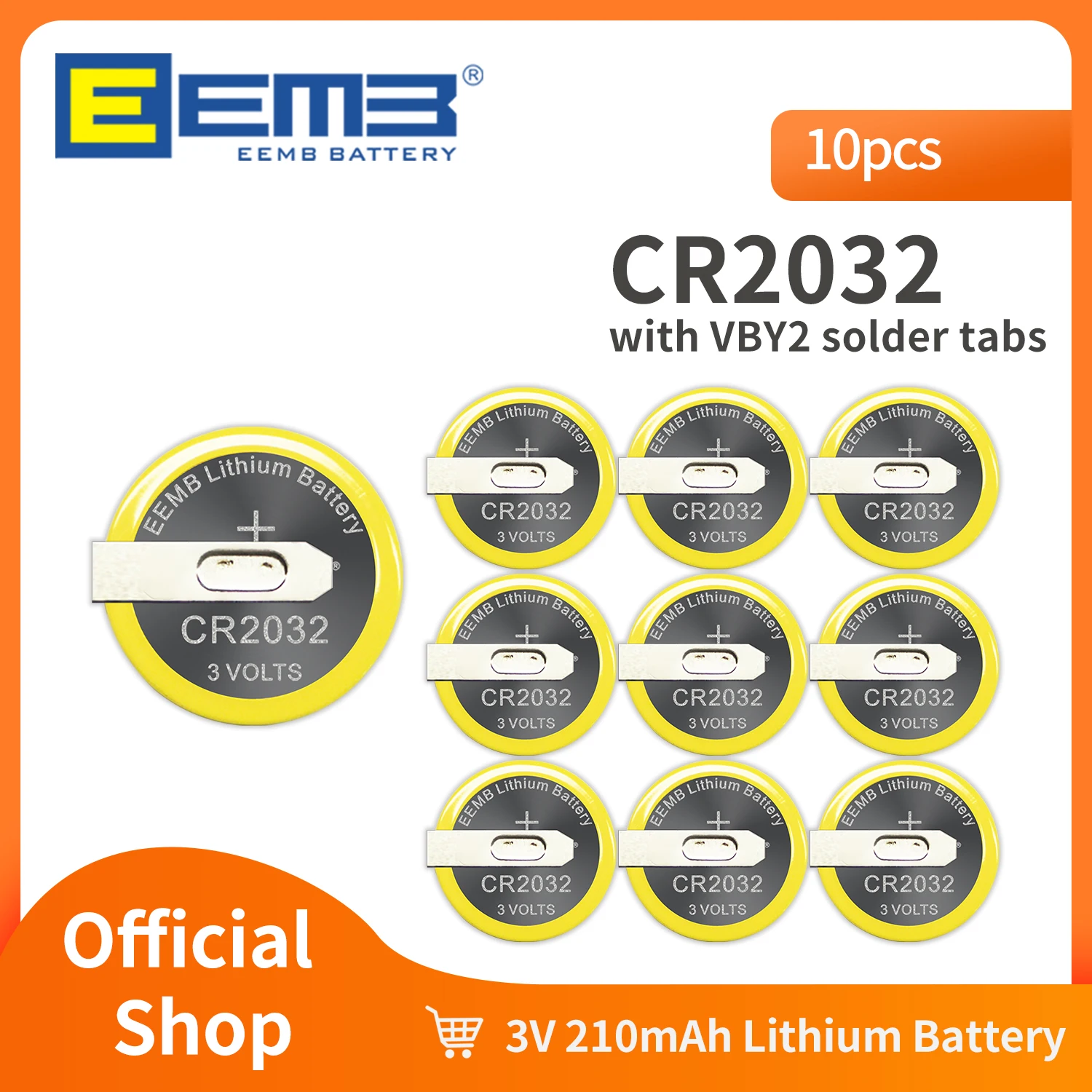 EEMB 10PCS CR1616แบตเตอรี่ Solder Tabs CR1616 CR2025 CR2032แบตเตอรี่ใช้งานร่วมกับ Gameboy สี Gameboy Advance กล่องเกม