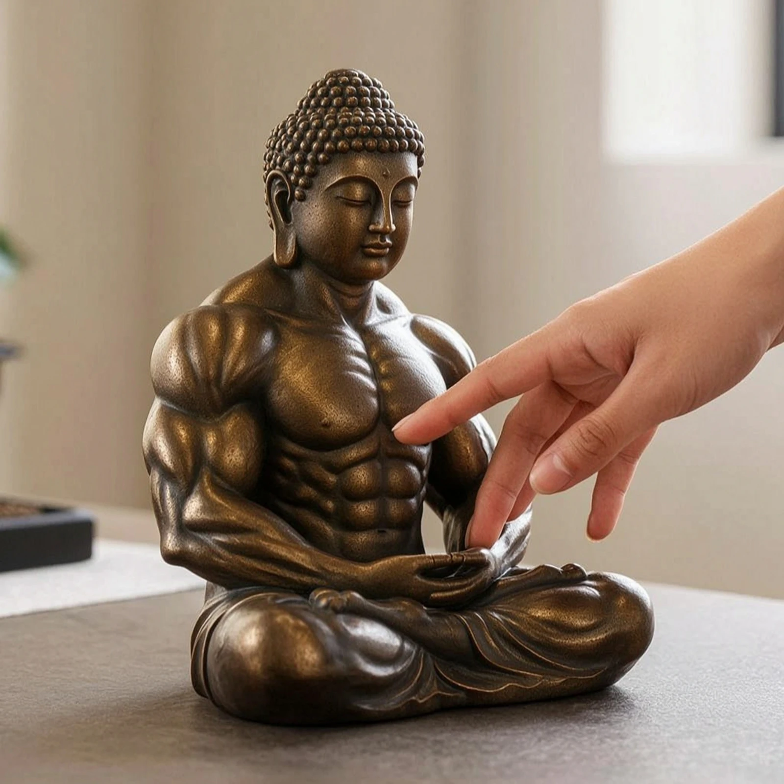 Picture 4: Seated Buddha Figurine Sculptural Meditating Buddha Figurine Sculpture Polyresin Decor Zen for Living Room, Office