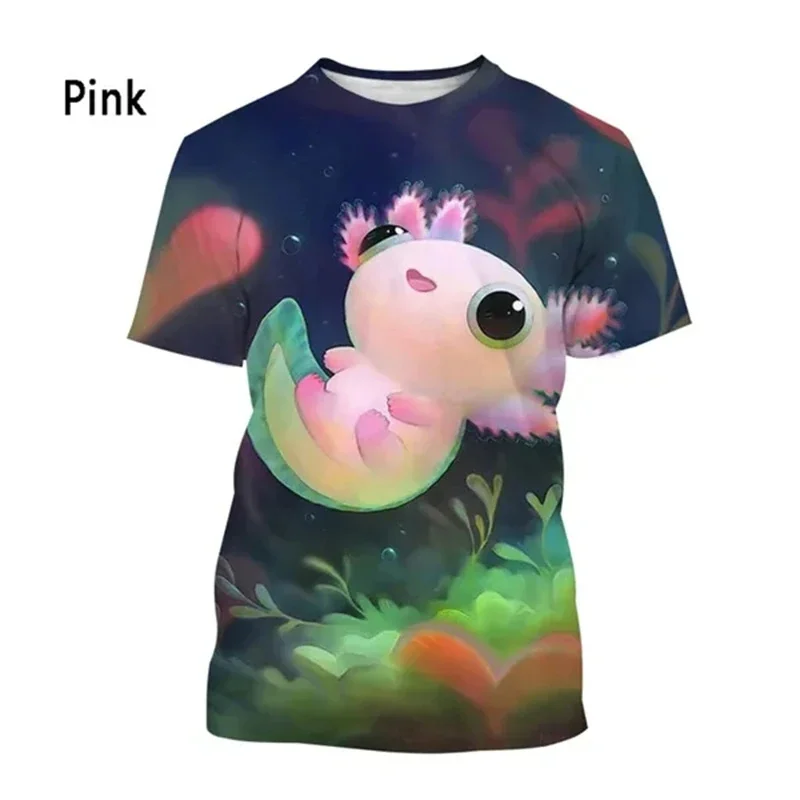 Summer New 3D Printed Cute Animal Axolotl T Shirt Cynops Pogona Vitticeps Graphic T-shirts For Men Streetwear Funny Short Sleeve