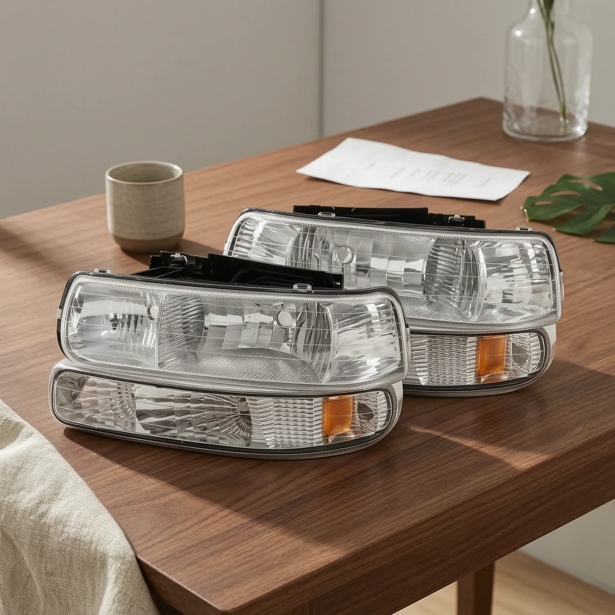 Replacement Headlight Assembly Clear Lens Headlight Assembly Lamp Dustproof LED for Truck Owners, Collision Repair