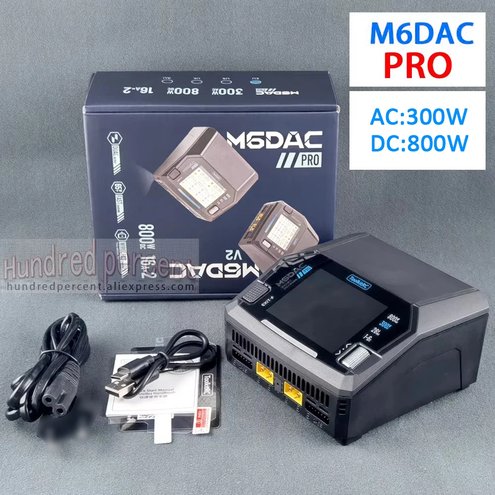 ToolkitRC M6DAC V2/PRO Oplader Intelligente Gelijkmatige Spanning AC300W 200W DC800W Lithium Batterij 1-6S FPV Speelgoedmodel Auto Accessoire