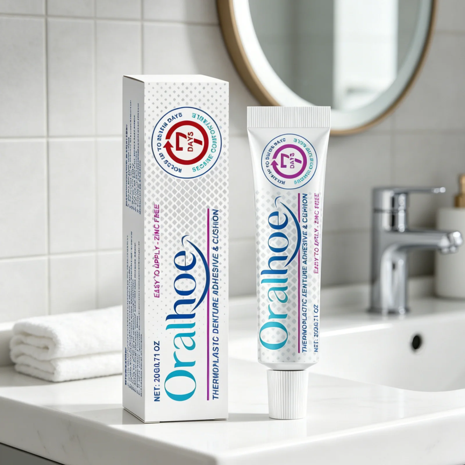 Oralhoe Denture Adhesive Glue Long Lasting Hold Gum Protection Improve Comfort Easy Use Thermoplastic Denture Adhesive Cushion