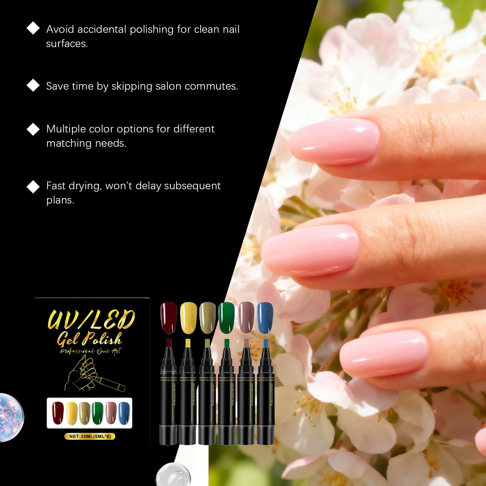 5ml 네일 젤 폴리시 세트 DIY 네일 아트 디자인 6PCS 매니큐어 페인팅 젤 키트 오... - 4