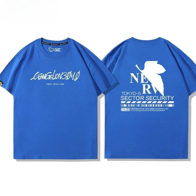 New NEON GENESIS EVANGELION EVA Film and television peripherals fashion trend short-sleeved couple casual half-sleeved T-shirt view 3