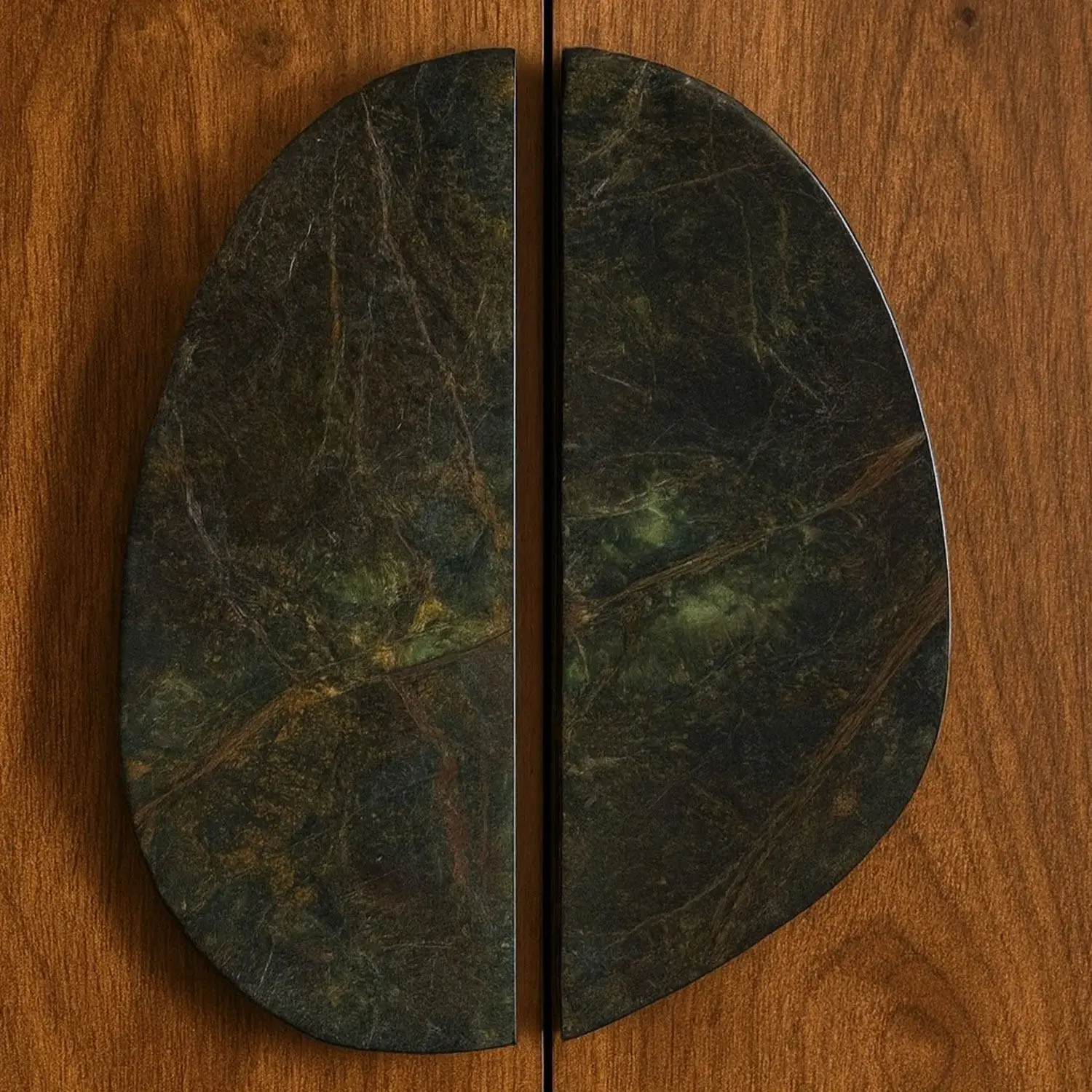 Luxury Rainforest Green Stone Holder Marble Door Handle Unique Shape Cabinet Pull Designer Art