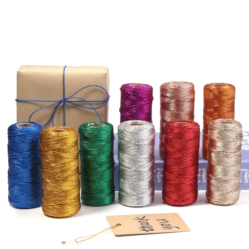 1.5mm 100m Rope Gold Silver Cord Gift Packaging String For Ornament Making Lanyard Thread Cord DIY Sewing Christmas Home Decor