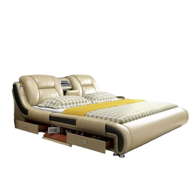 

Smart home bed double 1.8 meters, multi-functional storage 1.5m leather art master bedroom bed
