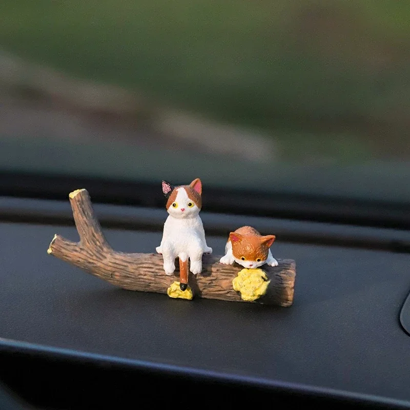 Home Decoration Cute Desktop Gifts Cartoon Simulation Edge Hang Cat Car Center Console Ornaments Decoration Car Accessories