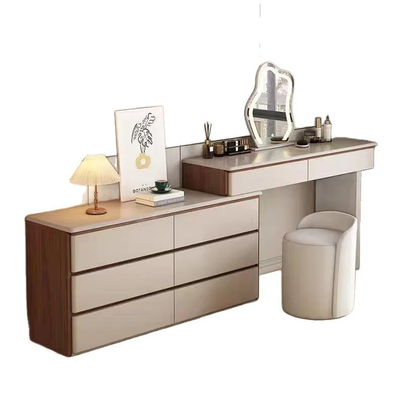 

Modern Dressing Vanity Table Wood Woman Brown Storage Drawers Organizer Dresser Makeup Luxury Nordic Coiffeuse Bedroom Furniture