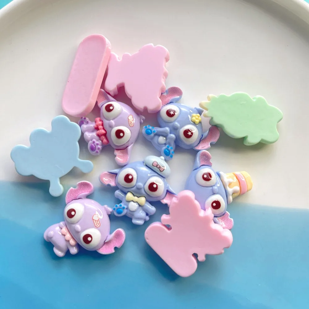 10Pcs/Set Cute 2-3cm Stitch Accessories Collectible DIY Resin Phone Case Decor Kids Birthday Xmas Gift Trendy Anime Figure Toys