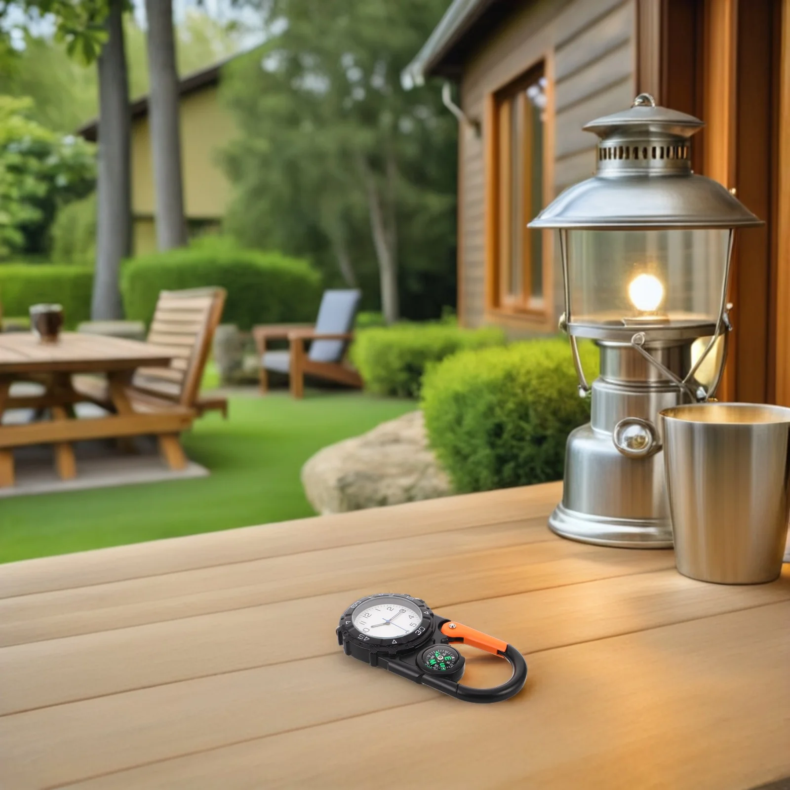 

Outdoor Compass Watch Sky-Blue Clip-On Quartz Fob For Hiking Camping Climbing Survival Navigation Metal Carabiner