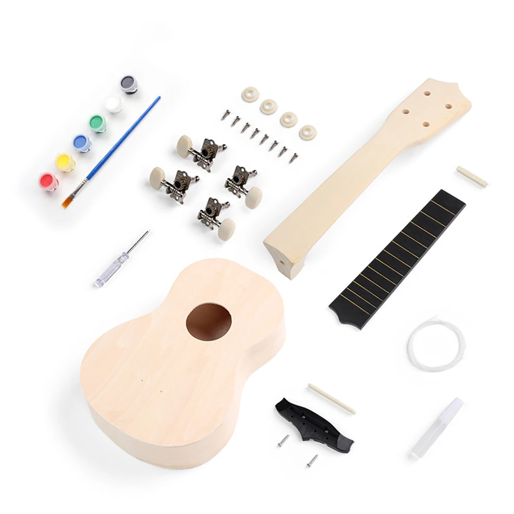 

DIY Ukulele 21 Inch 4 Strings Ukulele DIY Ukulele Kit Basswood Handmade Ukulele Kit For Beginners Kids