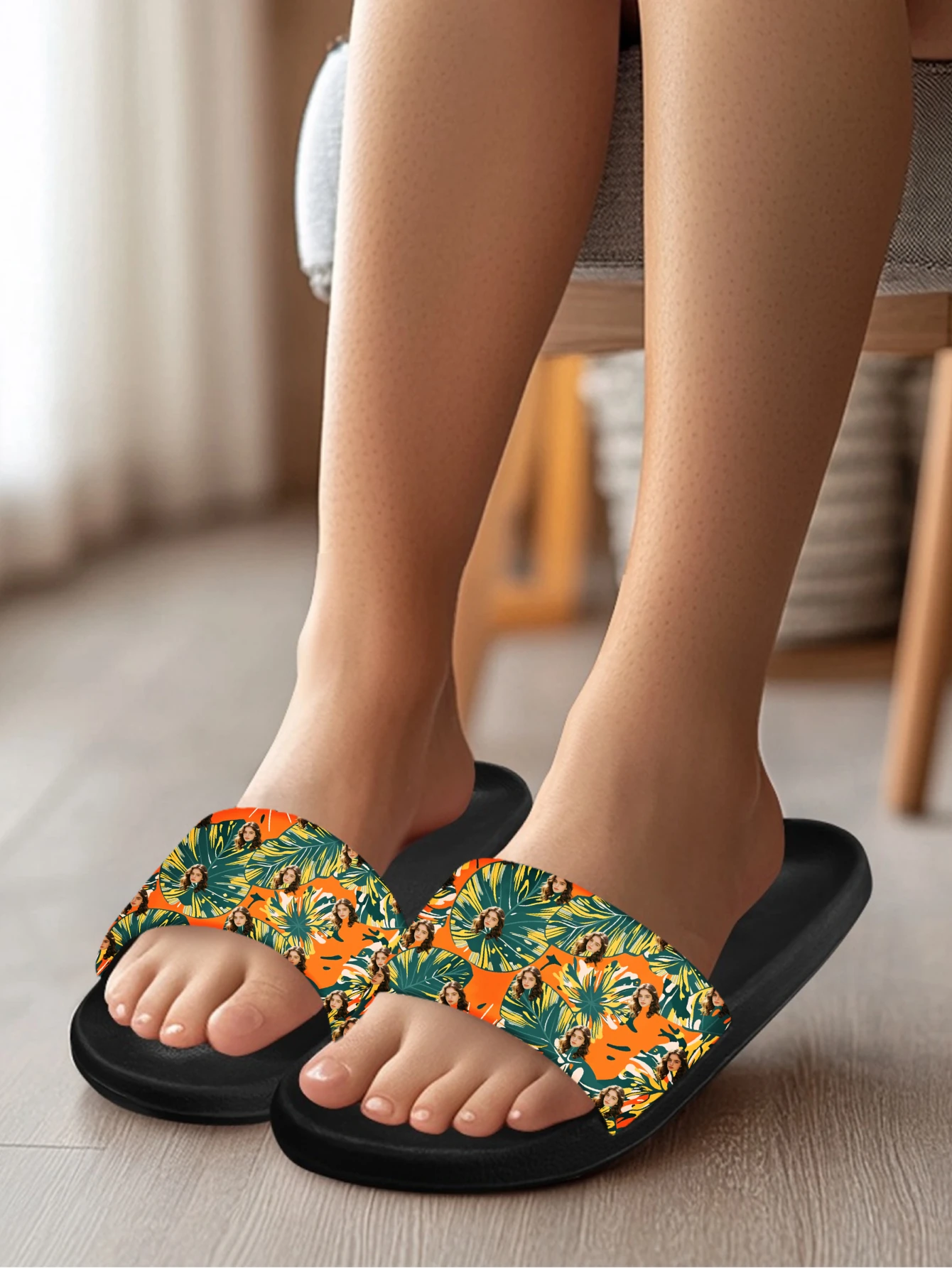Customized women's slippers Customized text slippers Personalized fun text pictures Customized gifts for family and friends