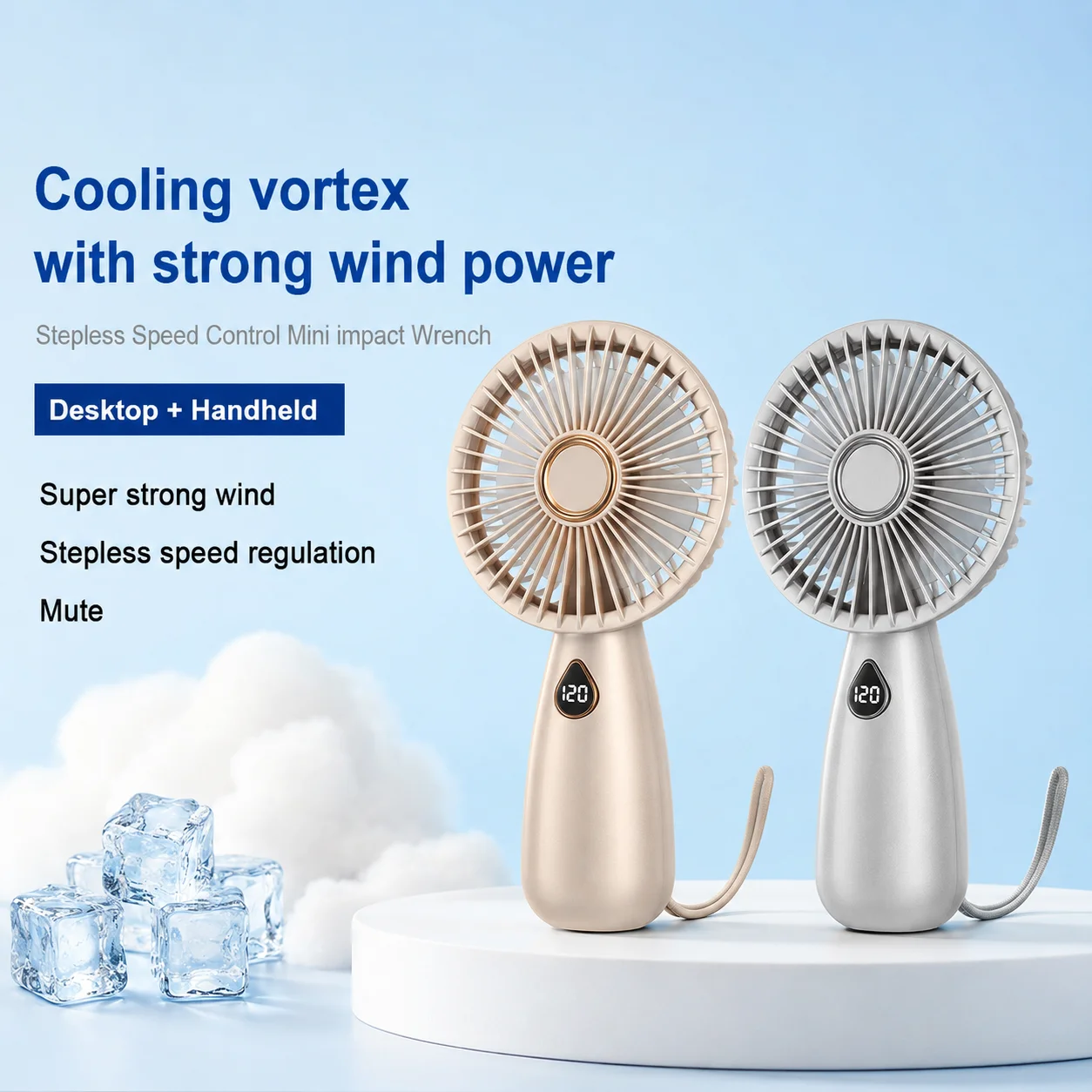 USB Handheld Mini Fan Foldable Portable Neck Hanging Fans 5 Speed USB Rechargeable Fan with Phone Stand