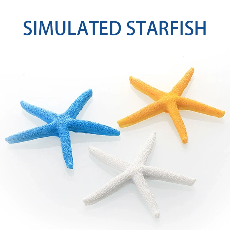 1pc Fish Tank Ornaments Resin Starfish Yellow/White/Blue/Red Aquarium Landscape Mini Cute Colorful Sea Stars Decoration