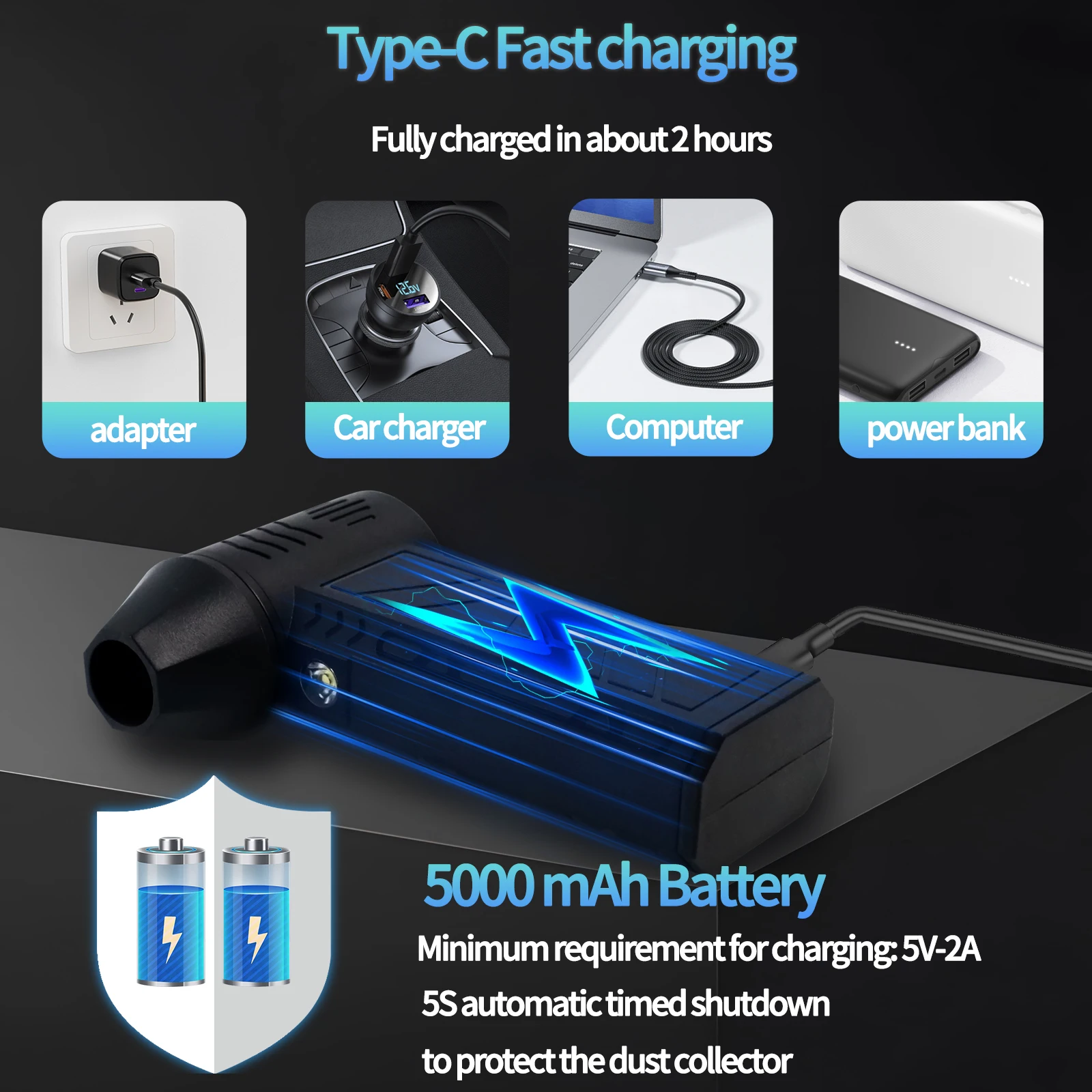 13万回の高速回転を備えた新型のポータブル暴力タービン小型ファンは、ほこりを除去し、雪を吹き飛ばし、灰を吹き飛ばし、バーベキューの炭を吹き飛ばすことができます。