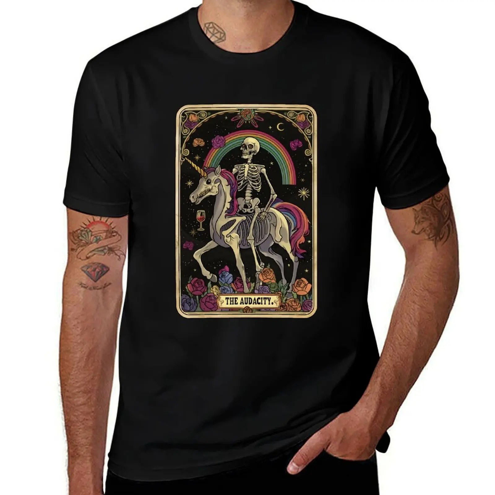 

tees The Tarot cotton for shirt T-Shirt Skeleton man Audacity for graphic man t Card shirts shirt heavy t Funny man t